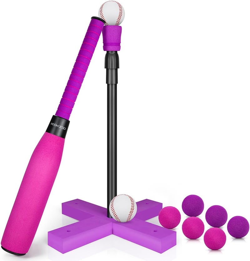 CELEMOON Adjustable TEE Foam T Ball Sets for Kids 3-5 Baseball Softball Bat Set Teeball Batting, 8 Balls Included for Toddlers Boys Girls Gift 3-5 5-8 Years Indoor Outdoor Sport Playing Toys - Image 1